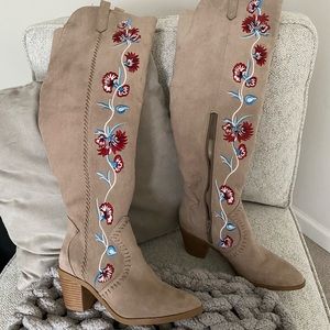 Carlos Knee High Embroidered Boots
